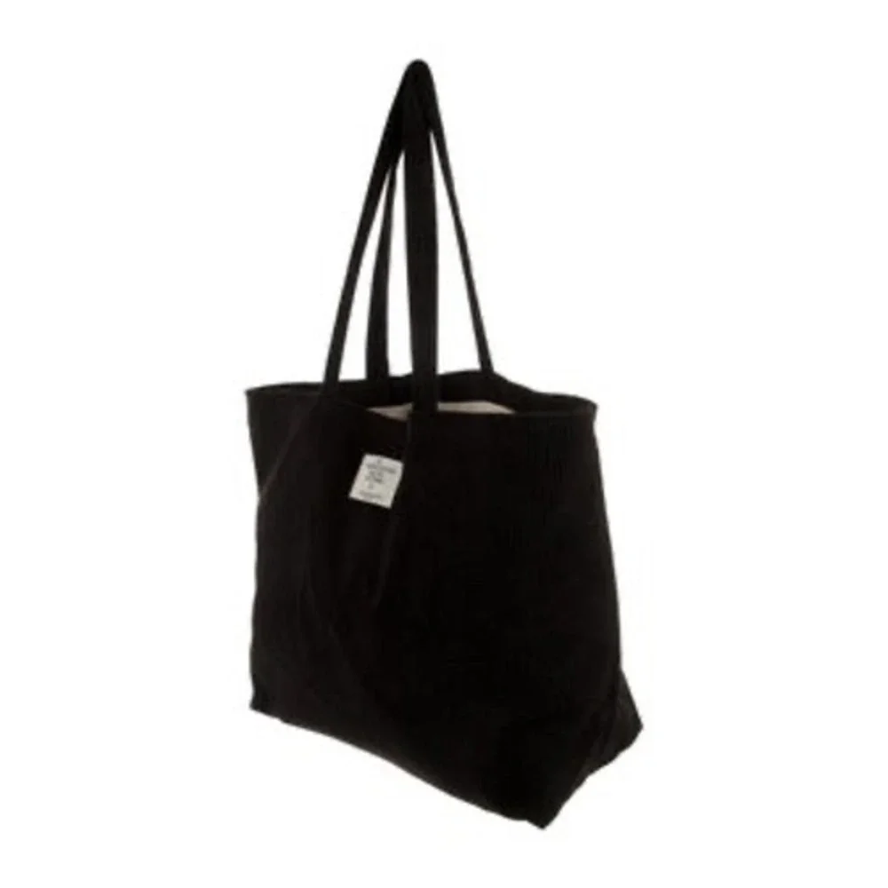 Sezane Les Composantes Black Corduroy Tote Bag Oversized Shopper Handbag